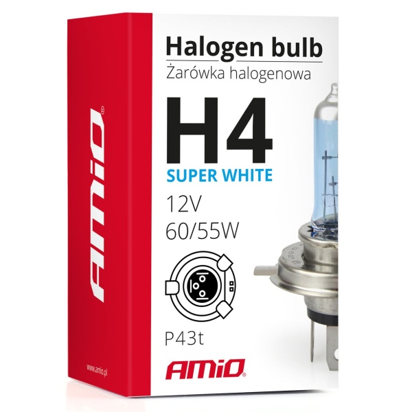 Bec Amio H4 12V 60/55W Filtru UV E4 Super White 01269